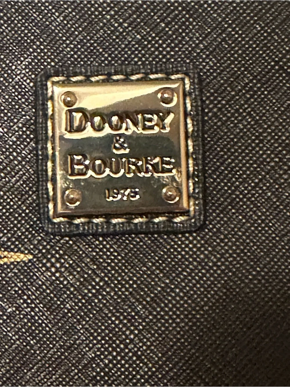 Dooney & Bourke Black Tote with Gold Castle Motif